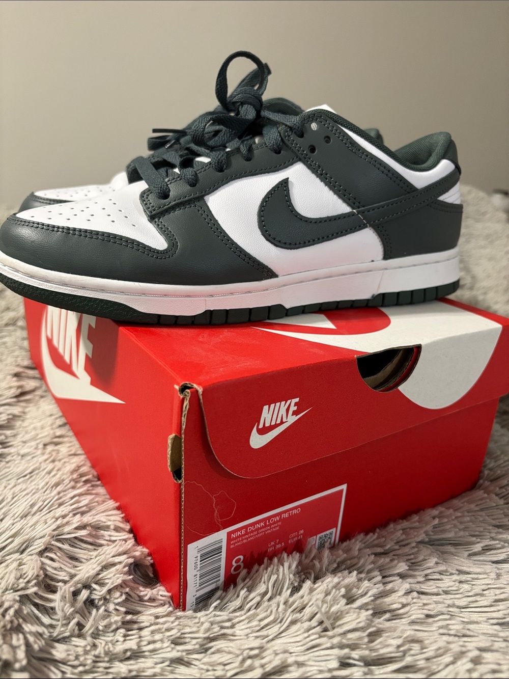 Nike Dunk Low White and Dark Green